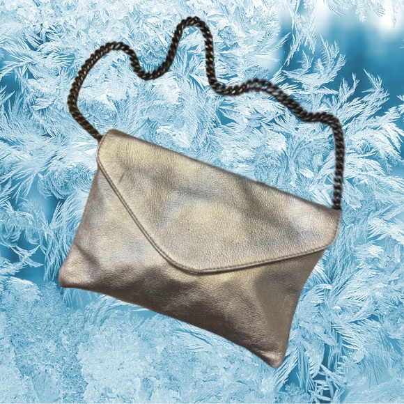 J Crew Gold Leather Envelope Clutch - Picture 1 of 5